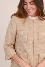 Tweed Jacke mit Lurex Fäden in Beige