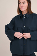 Hemdjacke aus Schurwolle in Navy