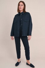 Hemdjacke aus Schurwolle in Navy