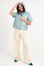Kurzarm-Jacke mit Kapuze in Mint