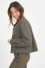 Hahnentritt-Jacke in Khaki/Taupe/Navy