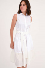 Midi-Kleid mit Volants in Weiß