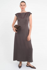 Maxi-Satinkleid in Chocolate