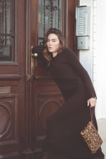 Midi Strickkleid mit Langarm in Espresso