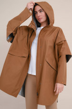 Regenjacke/Cape mit Kapuze in Braun