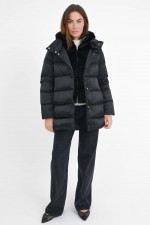 Hybrid Jacke mit Kunstfelleinsatz in Schwarz