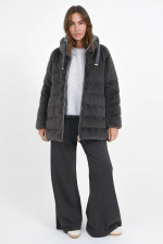 Faux Fur Kurzmantel in Anthrazit
