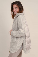 Strickjacke mit Steppung in Greige