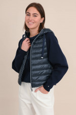 Hybrid Kapuzenjacke mit Daunenfront in Navy