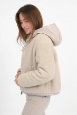 Cropped Shearling-Bomberjacke in Chantilly