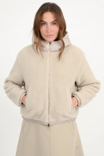 Cropped Shearling-Bomberjacke in Chantilly