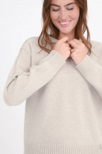 Wollpullover mit Inside-Out-Nähten in Beige