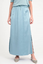 Midi-Rock aus Satin in Azzuro Minerale
