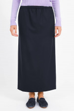 Bleistiftrock aus Woll-Mix in Blue Navy