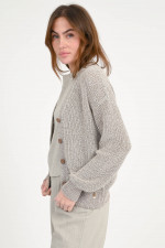 Strickweste mit Pailletten in Taupe meliert