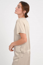 Bluse mit V-Ausschnitt in Champagne