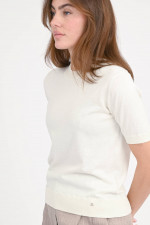 Kurzarm-Pullover aus Seiden-Mix in Panna