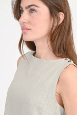 Leinen-Viskose-Top in Strandbeige