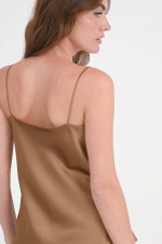 Satin-Top in Camel