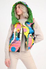 Daunen Wende-Gilet in Grün/Multicolor