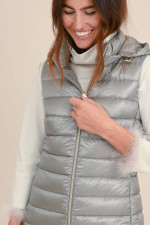 Langes Daunengilet SERENA in Grau