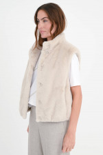 Faux Fur Gilet mit Druckknöpfe in Chantilly
