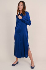 Kleid aus Seidensatin in Kobaltblau