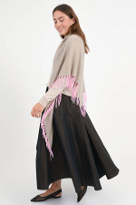 Dreieckstuch mit Fransen in Beige/Rosa