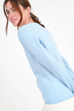 Cashmere-Pullover mit V-Ausschnitt in Hellblau