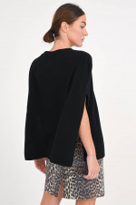 Top/Überwurf aus Woll-Cashmere-Mix in Schwarz