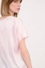 Seidenshirt mit V-Ausschnitt in zartem Rosa