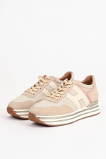 Veloursleder-Sneaker H483 in Beige/Rosé