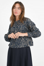 Gemusterte Bluse DEPRESSA in Navy/Beige