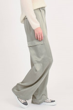 Weite Satinhose LAIKA in hellem Khaki