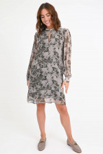 Kleid mit Reptil-Print in Taupe/Oliv