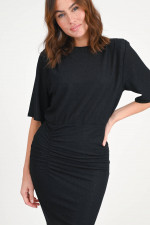 Lurex-Kleid mit Raffung in Schwarz