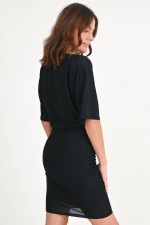 Lurex-Kleid mit Raffung in Schwarz