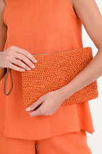 Clutch AMPY mit Lederriemen in Orange
