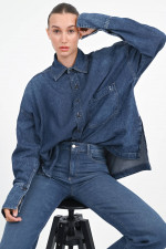Oversized Jeanshemd RENA in Mittelblau
