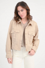 Boxy Baumwoll-Jacke in Beige