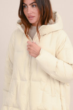 Oversize Daunenjacke mit Zipp-Details in Natur