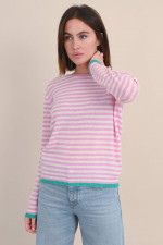 Gestreifter Cashmere Pullover in Rosa/Weiß