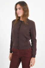 Woll-Strickjacke in Latte