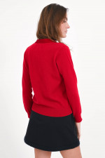 Cardigan VELVET mit Samtband in Red