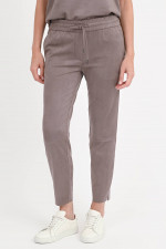 Hose aus Veloursleder Imitat in Taupe