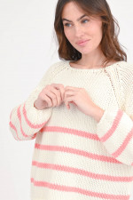 Pullover aus Woll-Mix in Peach/Creme