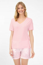 Kurzarm Shirt mit V-Ausschnitt in Rosa