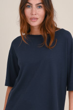 Baumwoll-Mix T-Shirt in Navy