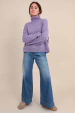 Cashmere Rollkragenpullover ANNE in Lila meliert