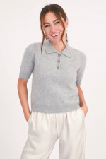 Kurzarm-Polo CAROLYN in Hellgrau